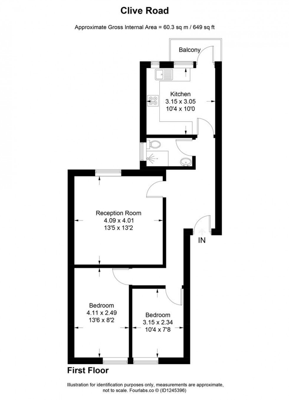 Floorplan for Clive Road, London