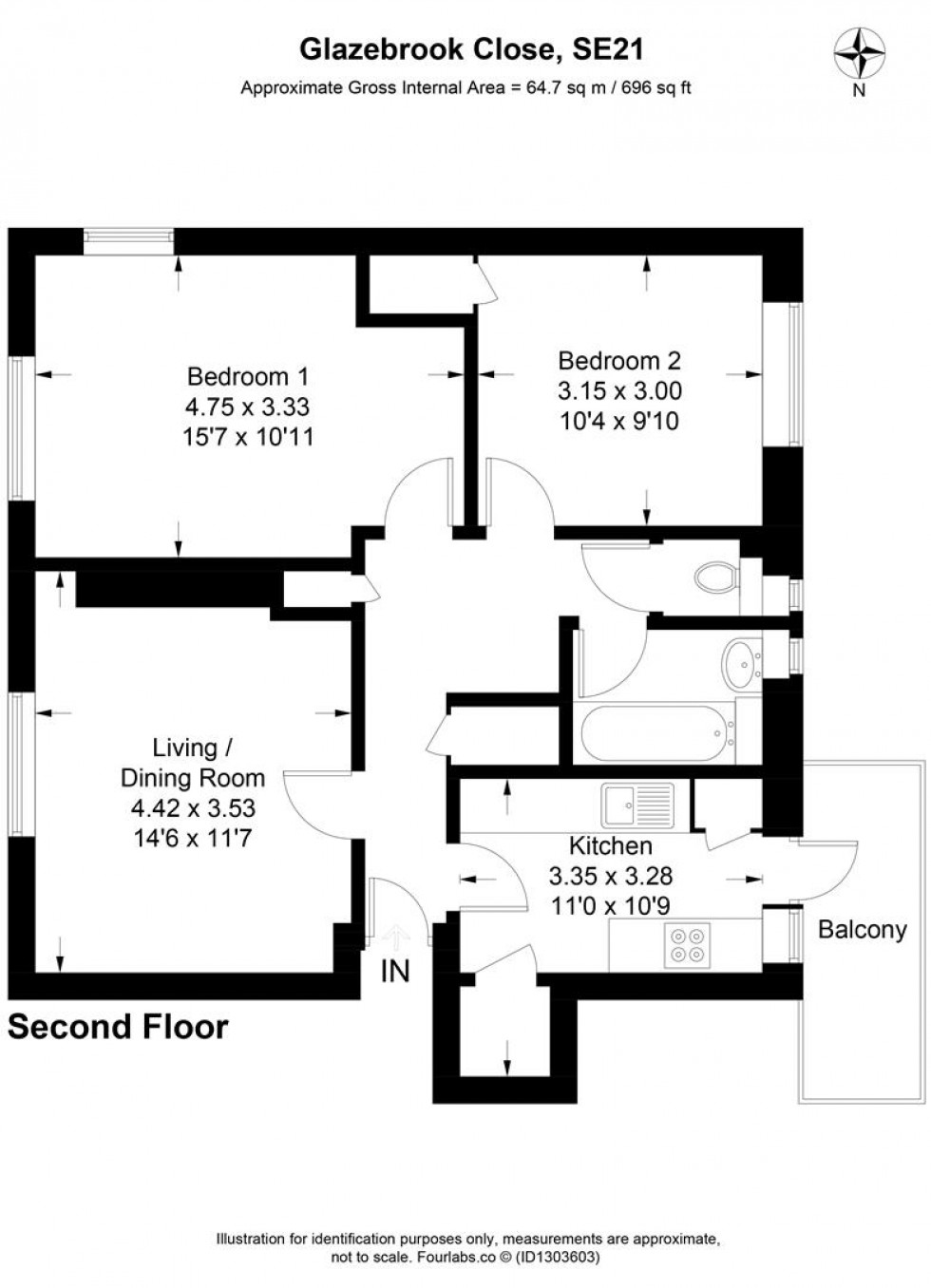 Floorplan for Glazebrook Close, London